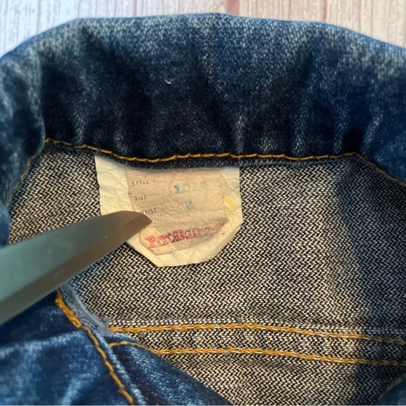 Vtg Pitchriders Dark Wash Jean Jacket Snap Buttons Child 5 6 Western Cowboy - Picture 16 of 16